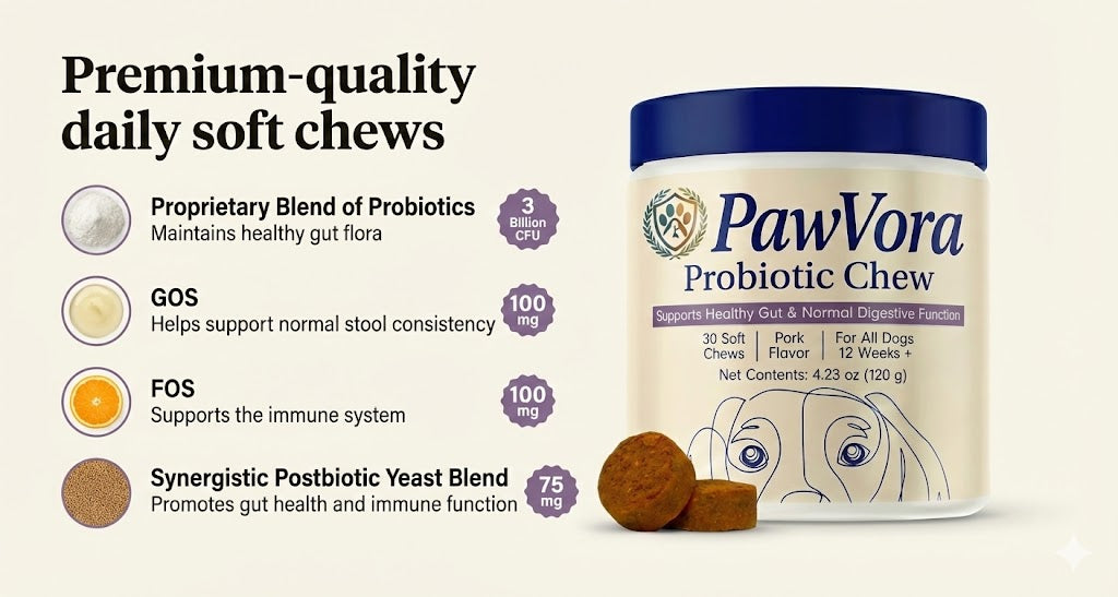 Probiotics for dogs – soft chews for gut & digestive health